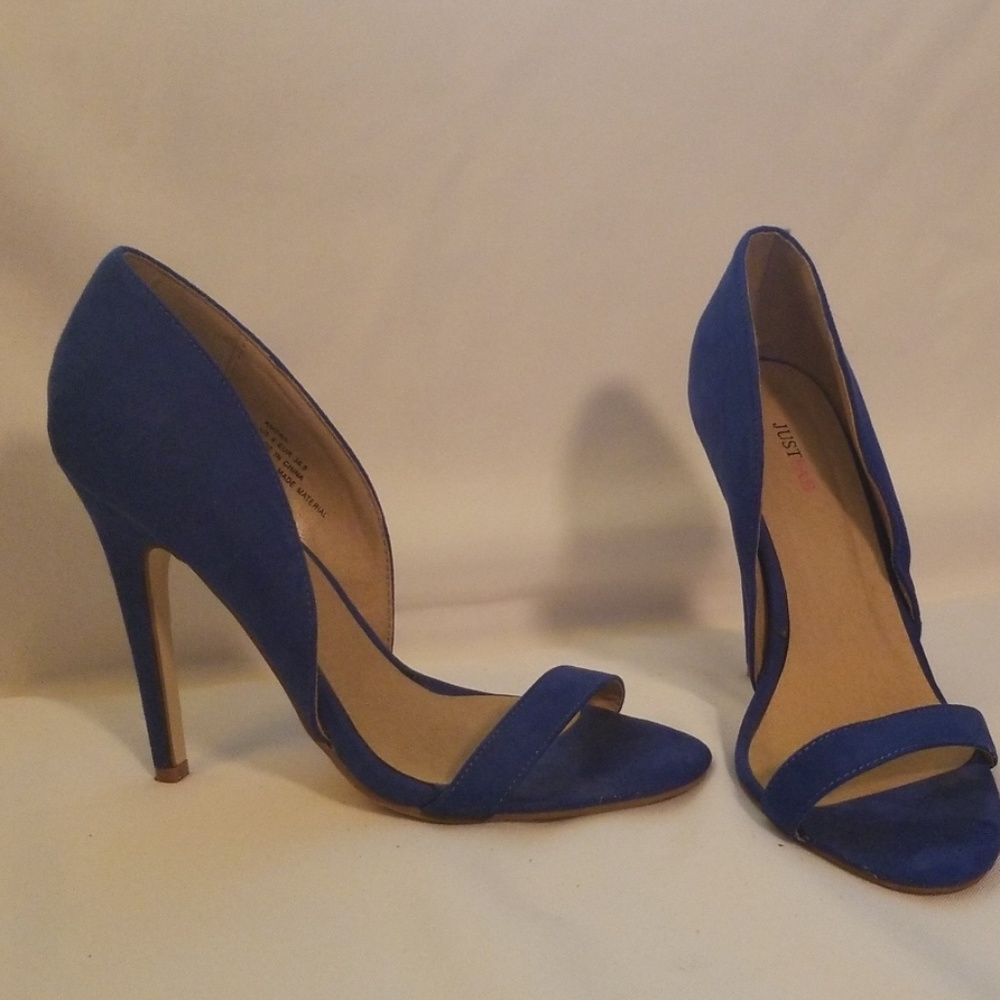 Blue suede heels